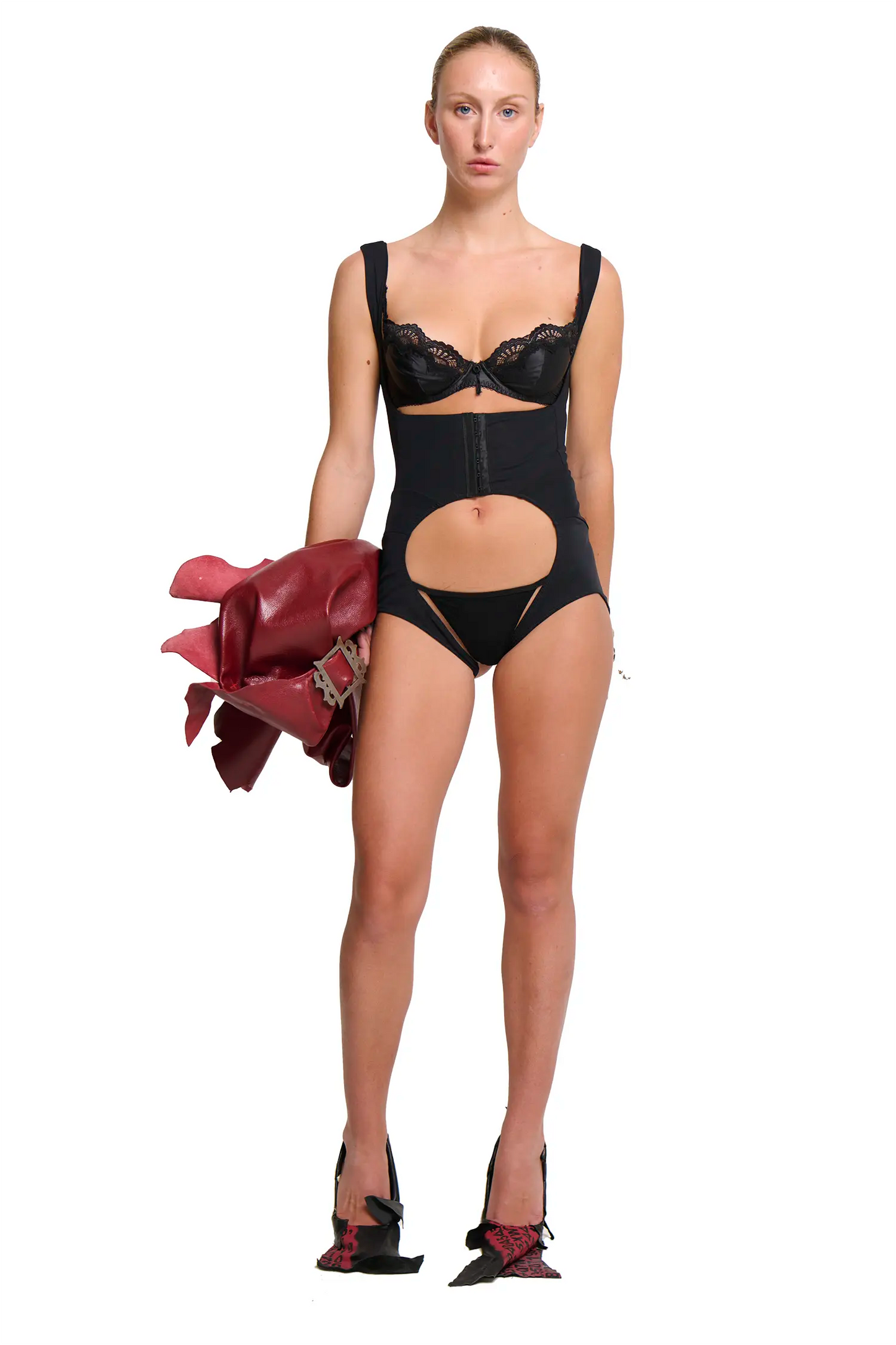 MESH PLAYSUIT BLACK