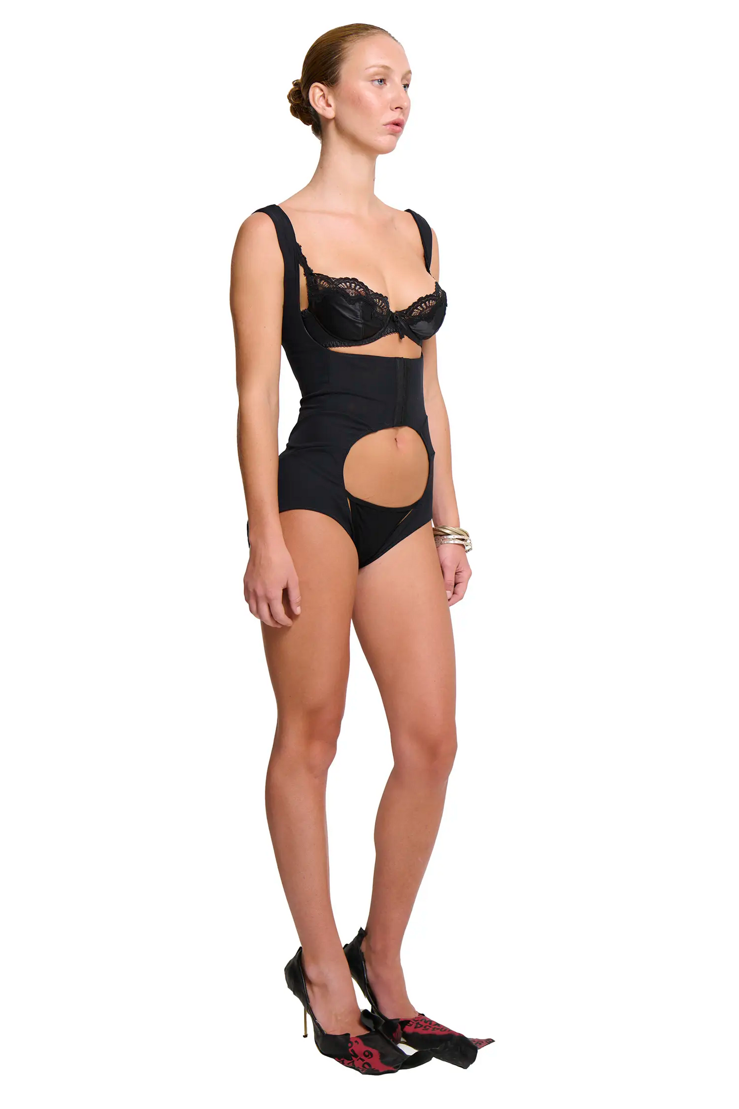 MESH PLAYSUIT BLACK