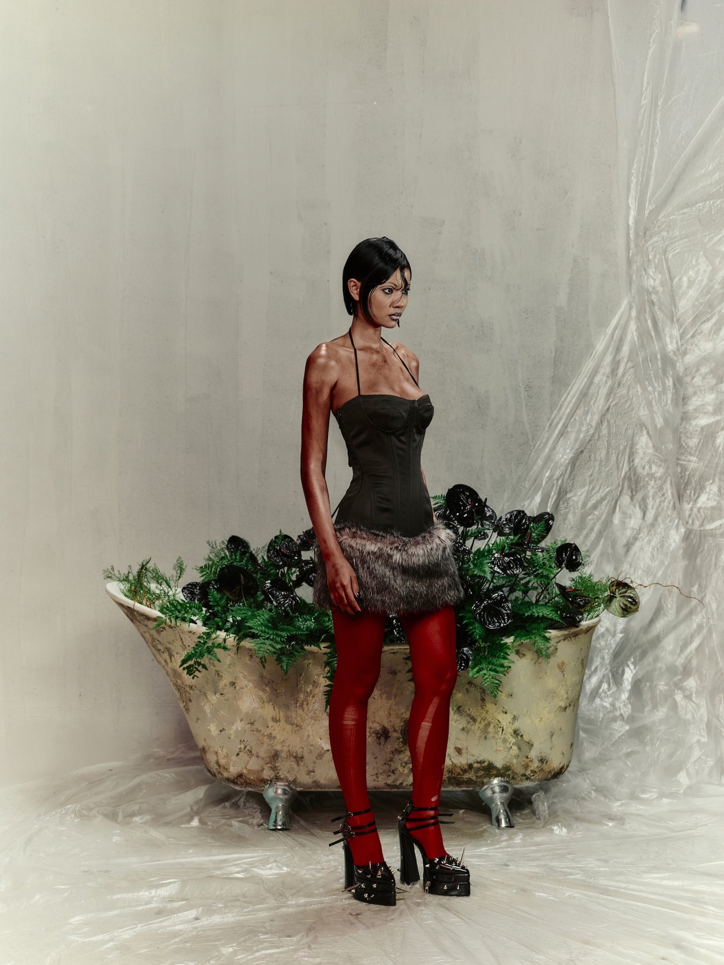 EVE CORSET FUR DRESS