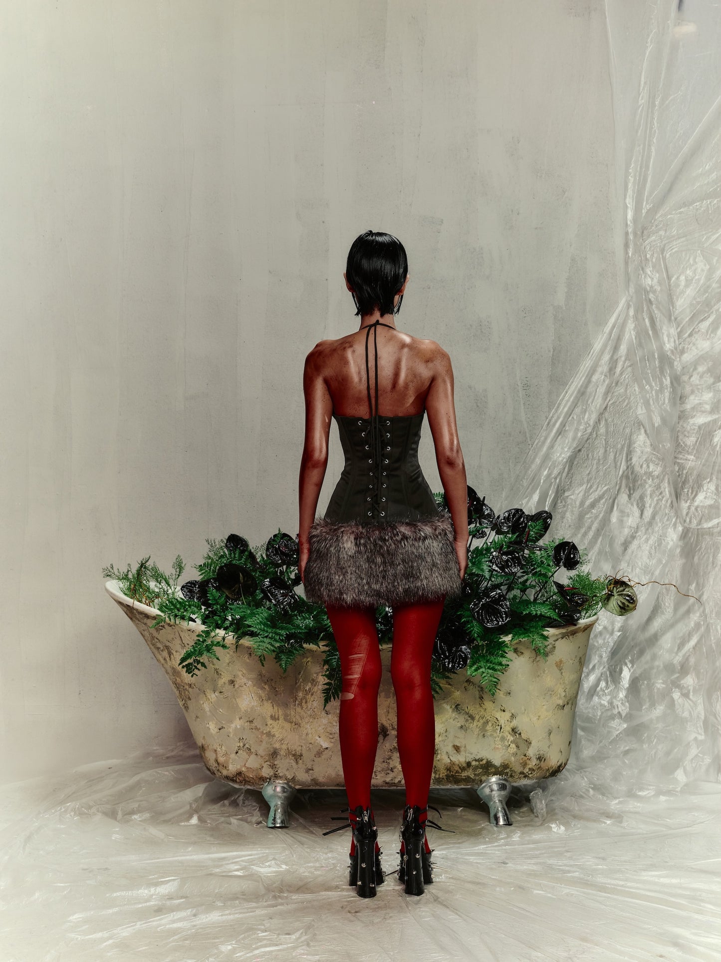 EVE CORSET FUR DRESS