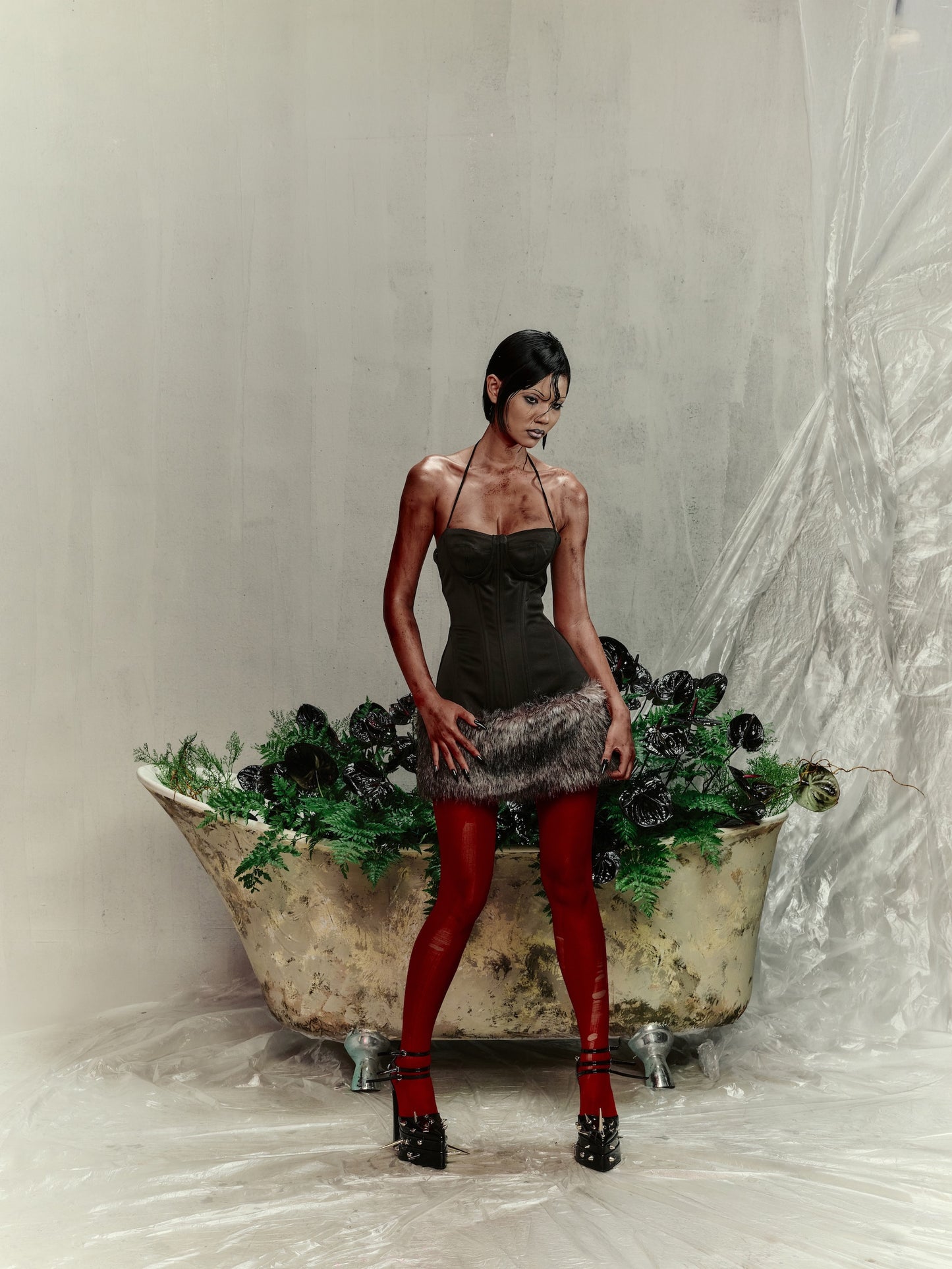 EVE CORSET FUR DRESS