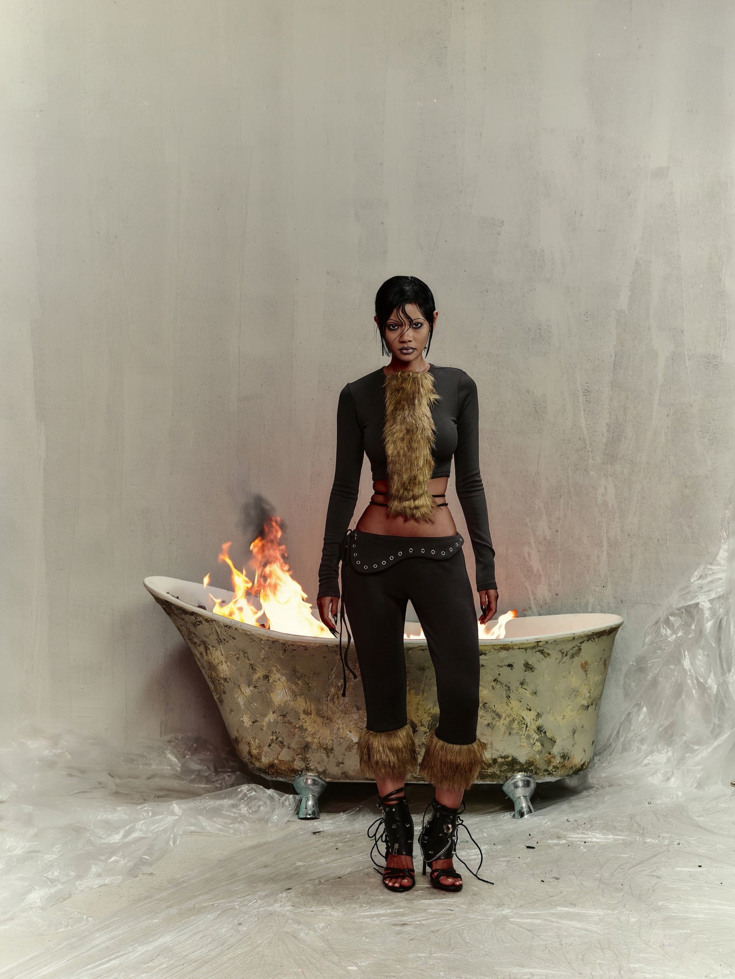 MARJA LONG-SLEEVE FUR TOP