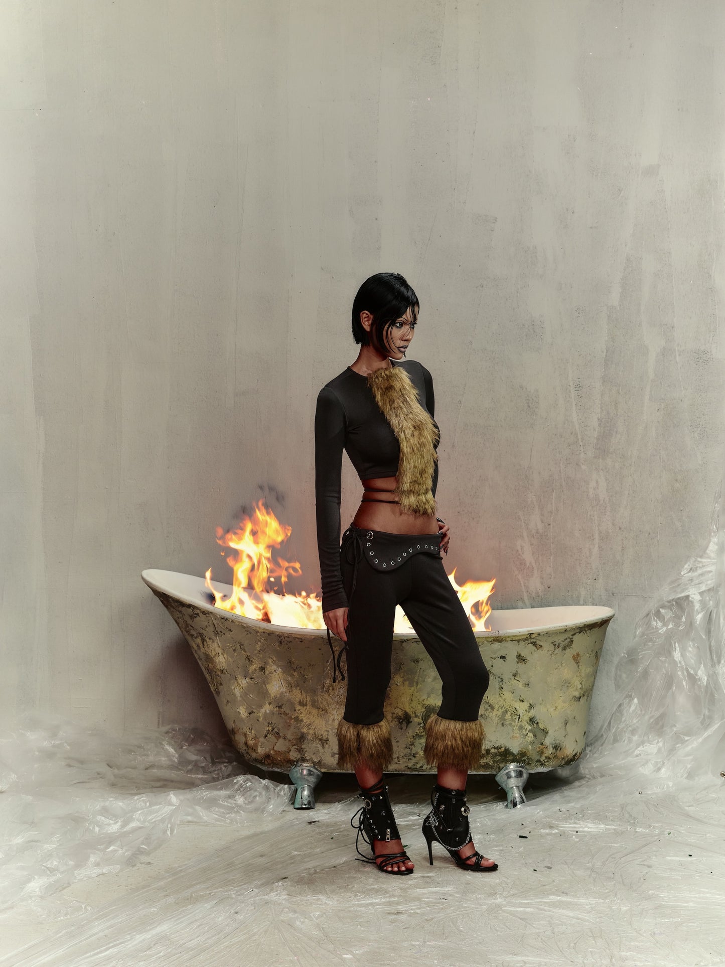 MARJA LONG-SLEEVE FUR TOP