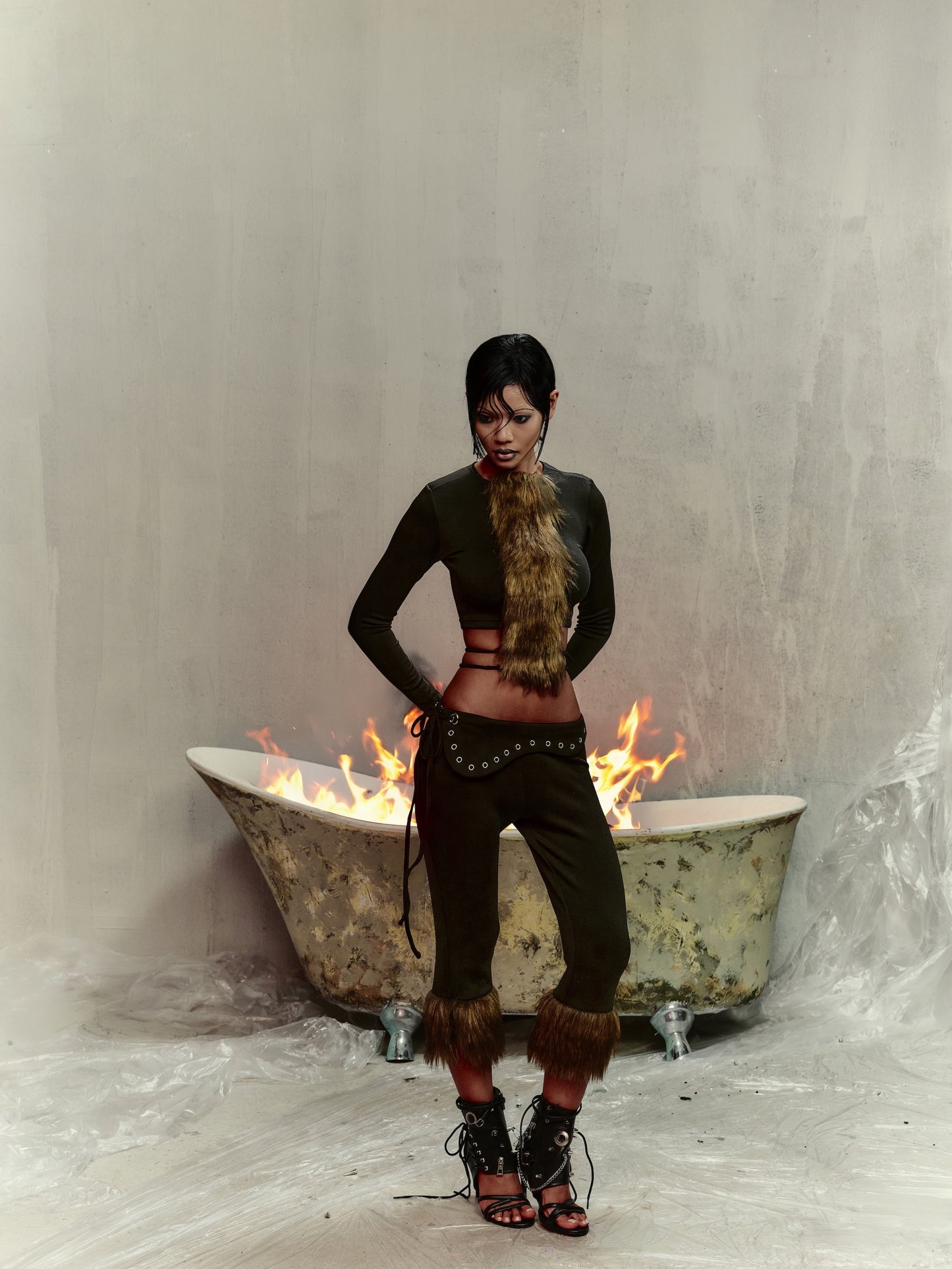 MARJA LONG-SLEEVE FUR TOP