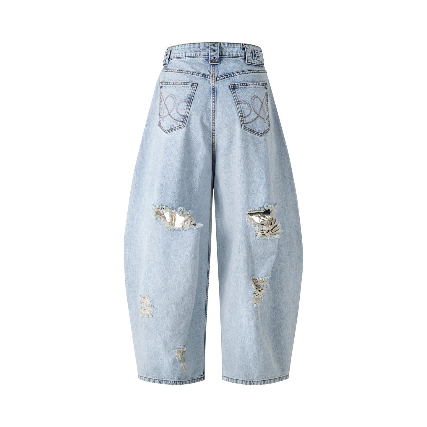 DISTRESSED BALLOON JEANS BLUE