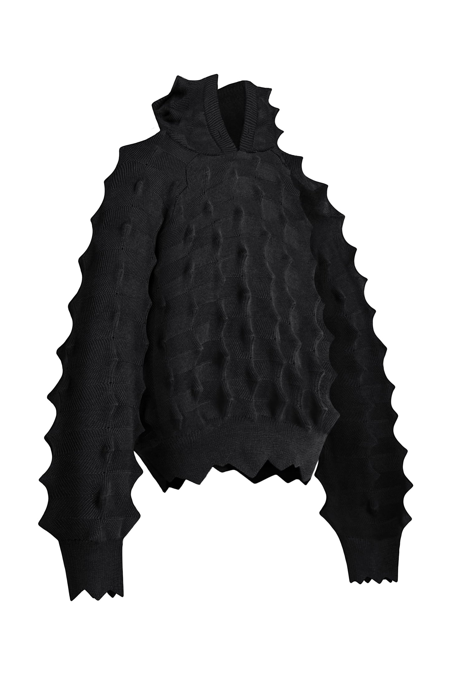 SPIKED KNIT HOODIE BLACK