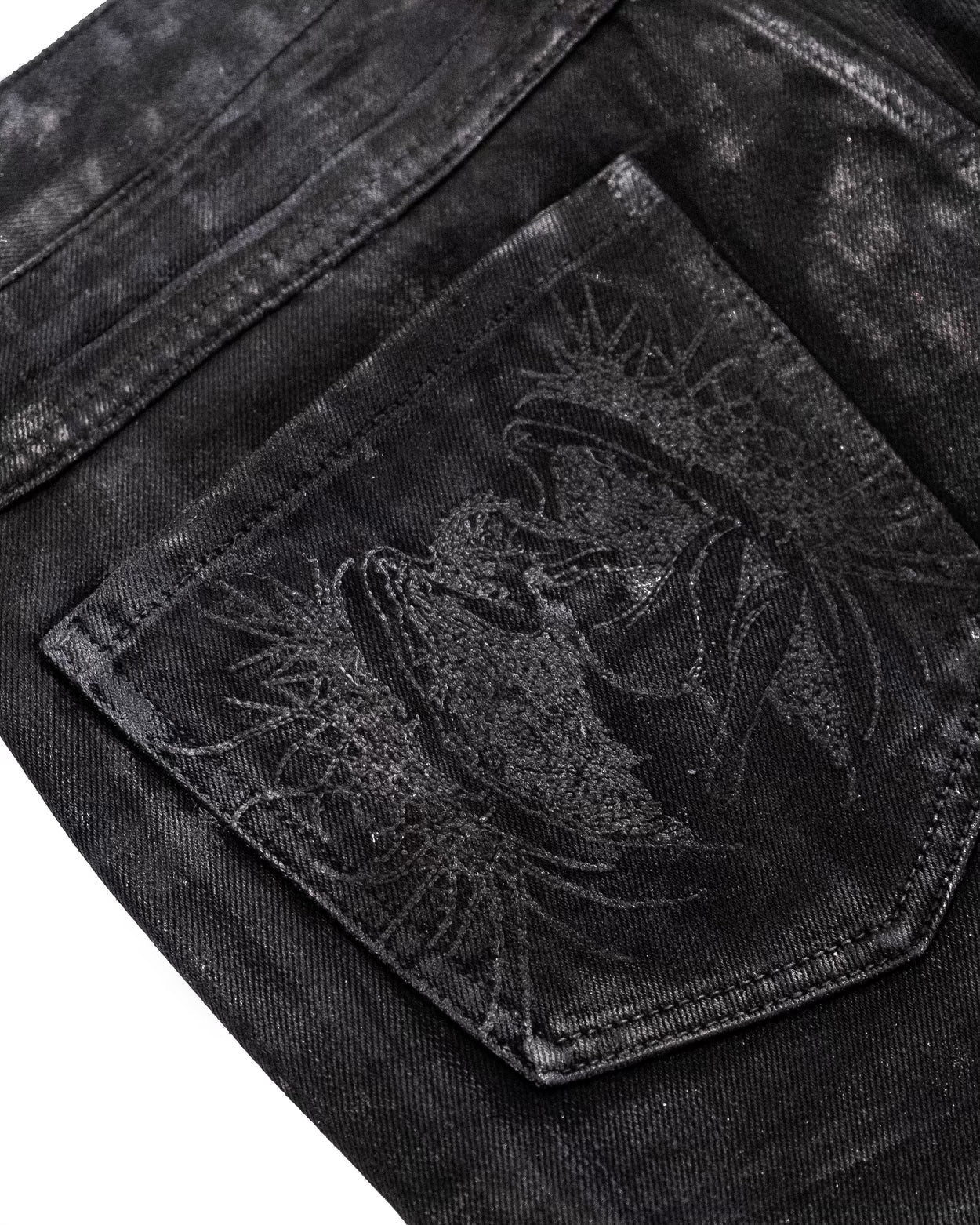 VENDETTA WAXED DENIM JEANS