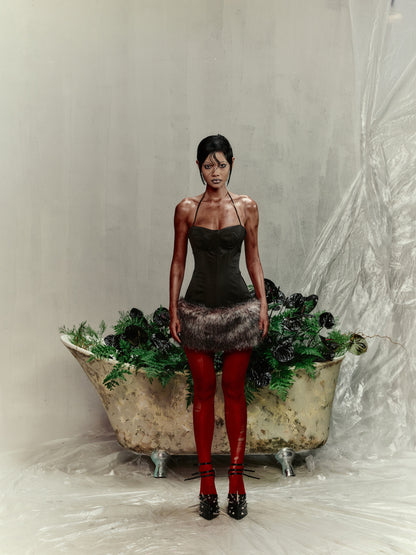EVE CORSET FUR DRESS