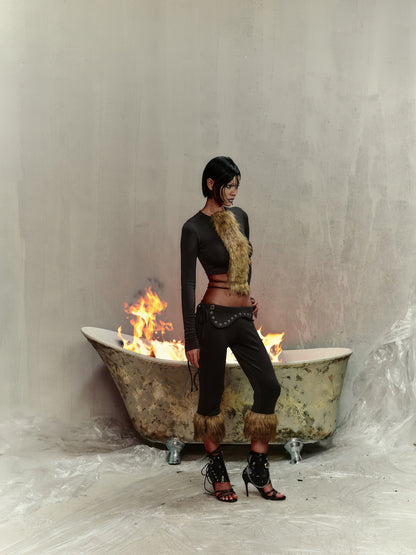 MARJA LONG-SLEEVE FUR TOP