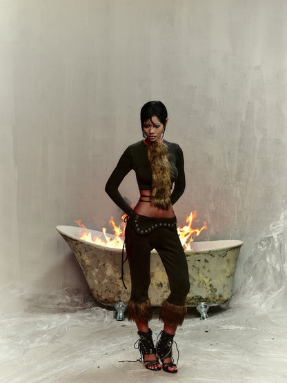MARJA LONG-SLEEVE FUR TOP