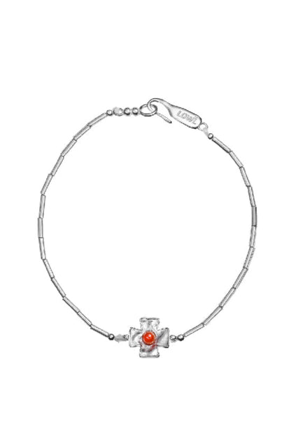 RED CROSS SILVER BRACELET