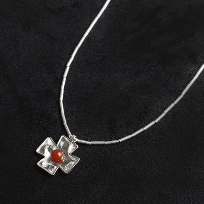 RED CROSS SILVER NECKLACE