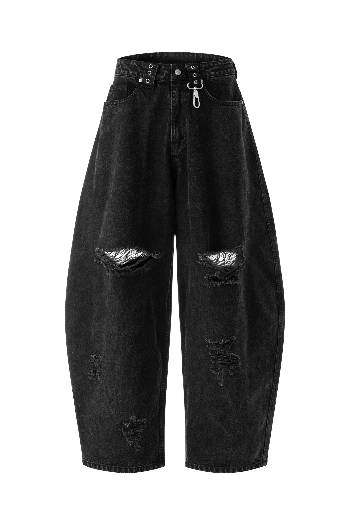 DISTRESSED BALLOON JEANS BLACK